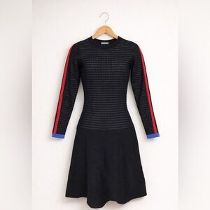Morgan de Toi Black Dress with Red and Blue Details Large